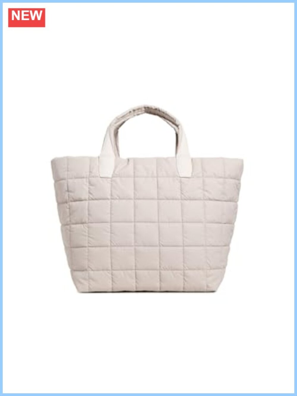 Recycled Nylon Weekender Tote Quilted Faux Leather Trim Travel Bag with Zip